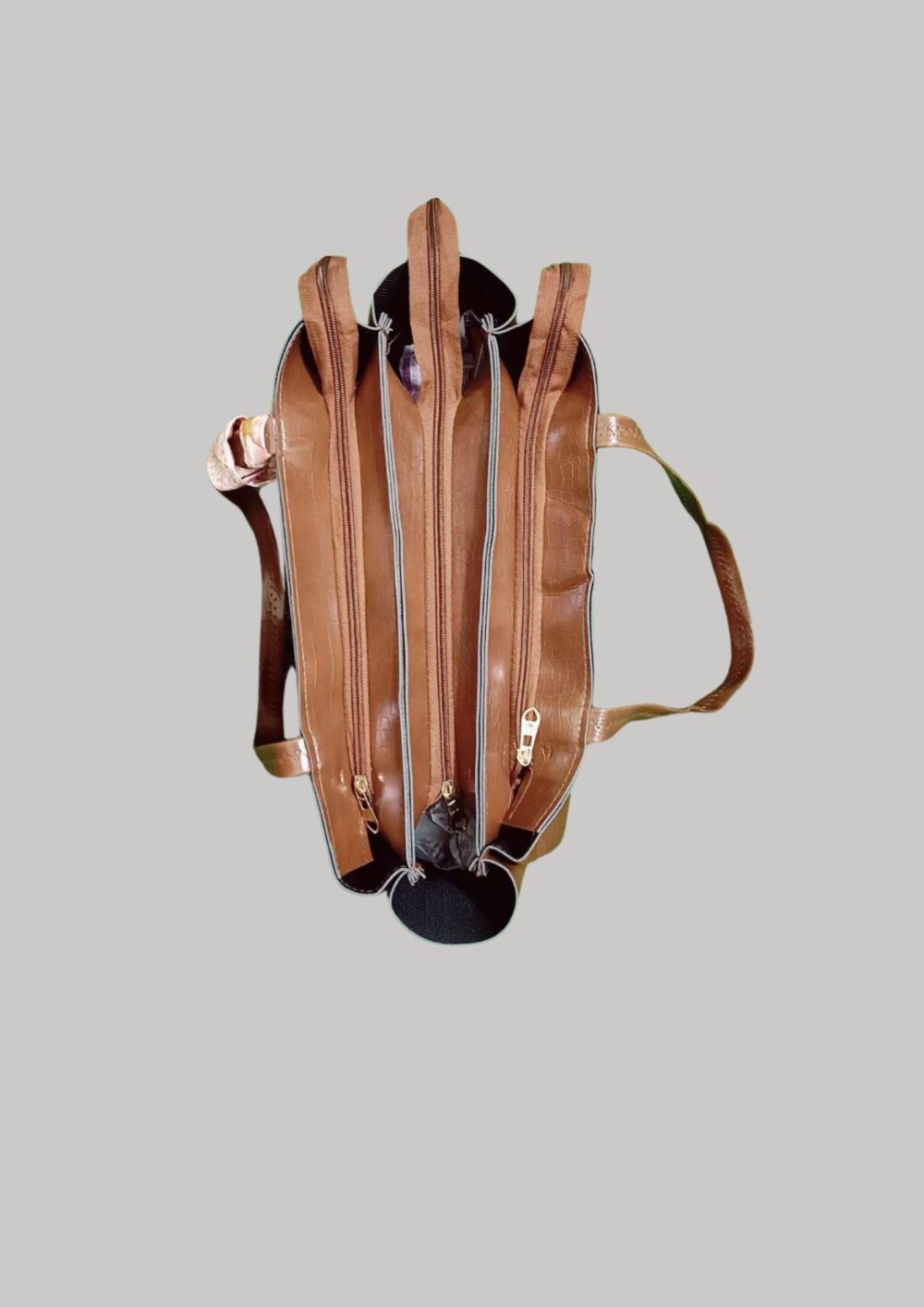 Ladies Handbags | Brown Faux Leather Bag - Image 3